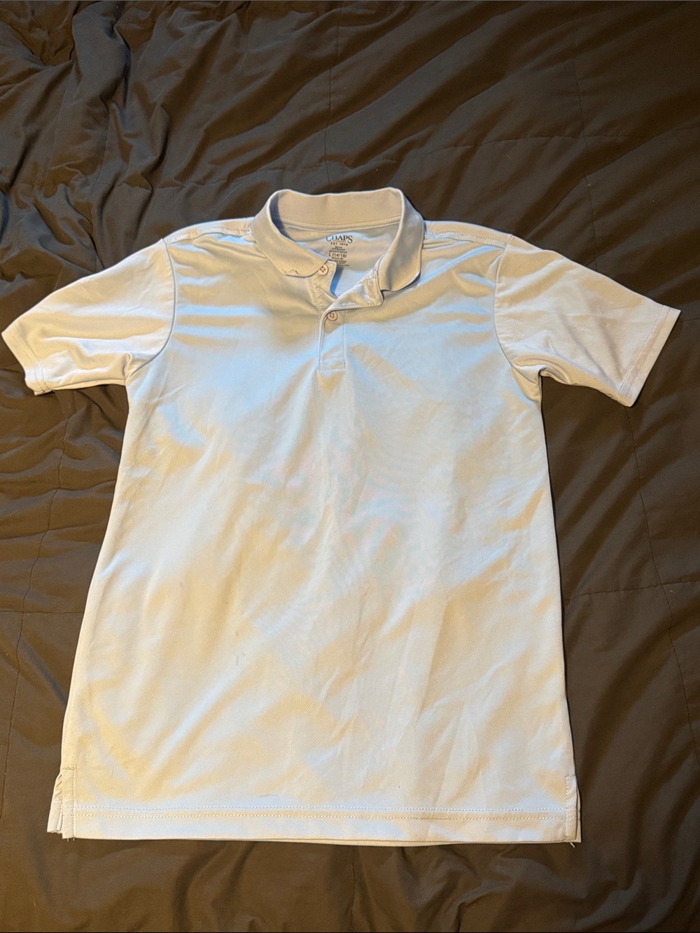 Chaps Men's White Polo Shirt with Two-Button Placket